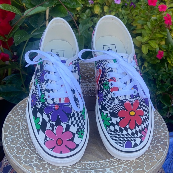 New Retro Vans Authentic 90’s Vintage Colorful FLOWER POWER Low Top Sneakers - Picture 13 of 16